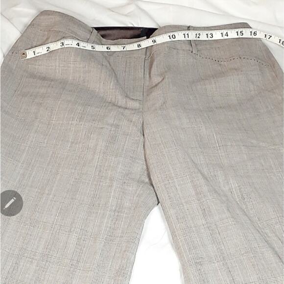 T Tahari mocha wool blend glen plaid flared mid rise dress pants size 4 - Picture 3 of 16